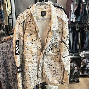 Punk Royal White and Tan Graphic Jacket